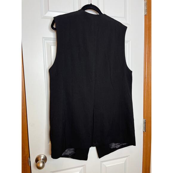 Mango NEW Women Large Black Sleeveless Hidden Button Blazer Vest - Picture 3 of 10